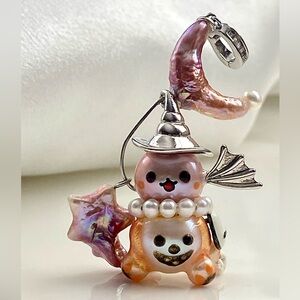 P175-Halloween Collection Edison Pearl Pumpkin Cart With Star And Moon Pendant